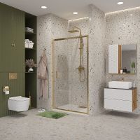 Душевая дверь Niagara Nova 100 профиль Холодное золото стекло прозрачное арт-NG-42-10AG — фото 2, Раздвижные душевые двери