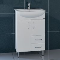 Тумба под раковину СанТа Стандарт 55 Белая арт-201088 — фото 4, Тумбы под раковину