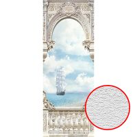 Фотообои Divino T-031 Фактура песок Винил на флизелине (1*2,7) Бежевый/Голубой, Корабль арт-T-031 (песок) — фото 1, Обои для стен