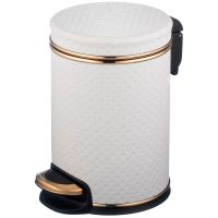 Ведро для мусора Geralis Punto Белое, кант Золото, 3 л арт-V-PWG-M — фото 1, Мусорные ведра