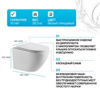Комплект унитаза WellWant Aura WWU01121WK с инсталляцией WellWant Standart 50 WWISI111BB с сиденьем Микролифт и Черной матовой клавишей смыва арт-WWU01121WK+WWISI111BB — фото 3, Комплекты унитаз + инсталляция