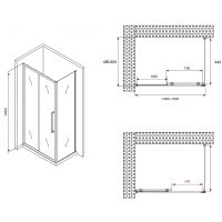 Душевой уголок Abber Schwarzer Diamant 150x50 профиль Черный стекло прозрачное арт-AG30150BH-S50B — фото 5, Прямоугольные душевые уголки