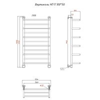 Водяной полотенцесушитель Тругор Вертикаль П НП 100x50 с полкой Хром арт-Вертикаль/нп10050П — фото 2, Водяные полотенцесушители