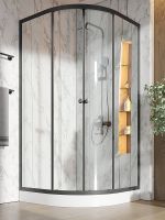 Душевой уголок Orange 100x100 профиль Черный стекло прозрачное арт-E01-100TB — фото 3, Душевые уголки четверть круга