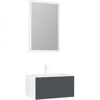 Тумба с раковиной Orka Cube 80 подвесная Антрацит матовый Белая арт-3000371 — фото 2, Тумбы с раковиной