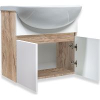 Тумба под раковину Runo Лада 50 подвесная Крафтовый дуб Белая арт-00-00001370 — фото 2, Тумбы под раковину