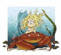 Фреска детская Ortograf Детские 20939 Фактура флок FLK Флизелин (3*2,7) Голубой/Красный, Люди/Рыбы арт-20939 (флок FLK) — фото 2, Фрески