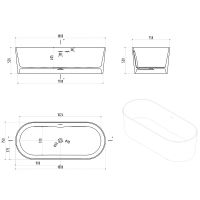 Ванна из искусственного камня Abber Stein 180x75 без гидромассажа арт-AS9614 — фото 7, Ванны из искусственного камня