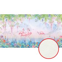 Фреска Ortograf Flora 31252 Фактура флок FLK Флизелин (5*2,7) Голубой/Разноцветный, Птицы/Цветы арт-31252 (флок FLK) — фото 1, Фрески