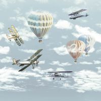 Фреска детская Ortograf Для самых маленьких 32904 Фактура флок FLK Флизелин (2,7*2,7) Голубой/Разноцветный, Самолеты/Воздушные шары арт-32904 (флок FLK) — фото 2, Фрески