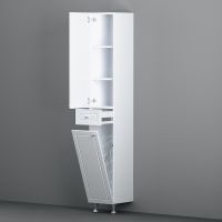 Товар: Шкаф пенал Damixa RedBlu Palace One 30 с бельевой корзиной Белый арт-M41CSR0303WG - фото 2 Шкаф пенал Damixa RedBlu Palace One 30 с бельевой корзиной Белый арт-M41CSR0303WG — фото 2, Пеналы для ванной комнаты