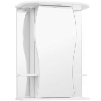 Зеркальный шкаф Style Line Эко волна Лорена 55 С с подсветкой Белый глянец арт-ЛС-00000120 — фото 1, Зеркальные шкафы в ванную