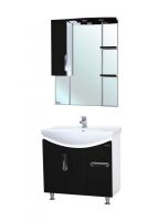 Зеркало со шкафом Bellezza Лагуна 75 L с подсветкой L Черное Белое арт-4612112002047 — фото 2, Зеркальные шкафы в ванную