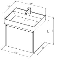 Тумба с раковиной Aquanet Nova Lite 60 подвесная Дуб рошелье арт-245239 — фото 5, Тумбы с раковиной
