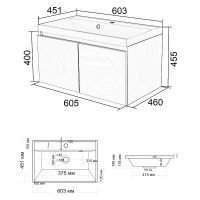 Тумба с раковиной Orange Квадро 60 подвесная Белый глянец арт-KV-60TUW+Racl — фото 5, Тумбы с раковиной
