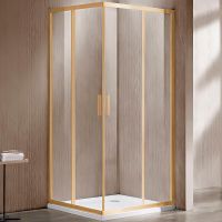 Душевой уголок Vincea Garda 100x100 профиль Брашированное золото стекло прозрачное арт-VSS-1G100CLG — фото 1, Квадратные душевые уголки