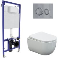 Комплект унитаза с инсталляцией Berges Novum с сиденьем Микролифт и клавишей смыва Хром глянцевый арт-043241 — фото 1, Комплекты унитаз + инсталляция