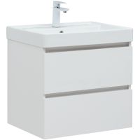 Тумба с раковиной Aquanet Вега 60 подвесная Белый глянец арт-308319 — фото 1, Тумбы с раковиной