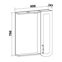 Товар: Зеркало со шкафом Runo Неаполь 65 R с подсветкой Белое арт-00-00001030 - фото 5 Зеркало со шкафом Runo Неаполь 65 R с подсветкой Белое арт-00-00001030 — фото 5, Зеркальные шкафы в ванную