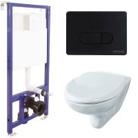 Комплект унитаза Rosa Элеганс Люкс Вн УнБ32 4620008195438 с инсталляцией Berges Novum D5 040235 с сиденьем Микролифт и Черной матовой клавишей смыва арт-4620008195438+040235 — фото 1, Комплекты унитаз + инсталляция