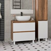 Тумба под раковину Brevita Dakota 70 Белая матовая Дуб Галифакс олово арт-DAK-07070-19/01-2Я — фото 6, Тумбы под раковину