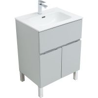 Тумба под раковину Aquanet Алвита New 60 Серая матовая арт-277548 — фото 3, Тумбы под раковину