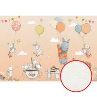 Фреска детская Ortograf Для самых маленьких 33714 Фактура флок FLK Флизелин (4*2,7) Бежевый/Разноцветный, Животные/Воздушные шары арт-33714 (флок FLK) — фото 1, Фрески