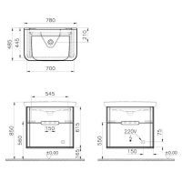 Тумба с раковиной Vitra Sento 80 подвесная Антрацит матовый арт-60836 — фото 5, Тумбы с раковиной