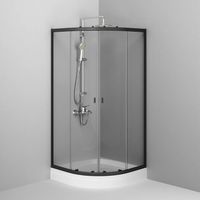 Душевой уголок AM.PM X-Joy Twin Slide 80х80 профиль Черный матовый стекло прозрачное арт-W88E-205-080BT64 — фото 4, Душевые уголки четверть круга