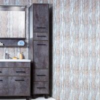 Шкаф пенал Бриклаер Чили 35 с бельевой корзиной Цемент арт-4627125415197 — фото 2, Пеналы для ванной комнаты