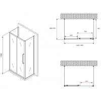 Душевой уголок Abber Schwarzer Diamant 150x70 профиль Черный стекло матовое арт-AG30150BMH-S70BM-S70BM — фото 5, Прямоугольные душевые уголки