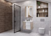 Зеркало со шкафом Aquaton Бостон 60 с подсветкой Дуб эврика Белый глянец арт-1A240202BN010 — фото 2, Зеркальные шкафы в ванную