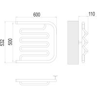 Водяной полотенцесушитель Terminus Фокстрот-Лиана (1) 500x600 Хром, боковое подключение, G 1" НР арт-4620768880988 — фото 3, Водяные полотенцесушители