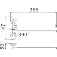 Полотенцедержатель Haiba двойной поворотный Хром арт-HB1612 — фото 2, Полотенцедержатели