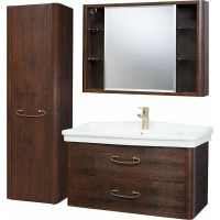 Шкаф пенал Bellezza Рикарда 40 L подвесной Каштан арт-4629605182445 — фото 2, Пеналы для ванной комнаты