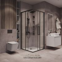 Товар: Душевой уголок Grossman Cosmo 80х80 профиль Черный матовый стекло прозрачное арт-300.K33.02.8080.21.00 - фото 2 Душевой уголок Grossman Cosmo 80х80 профиль Черный матовый стекло прозрачное арт-300.K33.02.8080.21.00 — фото 2, Квадратные душевые уголки