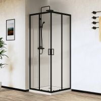 Душевой уголок Vincea City 100х80 профиль Черный стекло прозрачное арт-VSS-5CT8010CLB — фото 1, Прямоугольные душевые уголки