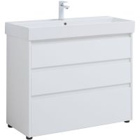 Тумба под раковину Aquanet Nova Lite 100 Белый глянец арт-302478 — фото 1, Тумбы под раковину