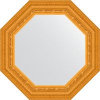 Зеркало Evoform Octagon 55х55 в багетной раме - Сусальное золото 80 мм арт-BY 3763 — фото 1, Зеркала в ванную комнату