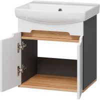 Тумба с раковиной Misty Сканди 50 подвесная Белый Дуб крафт золотой Антрацит арт-УТ000023182 — фото 3, Тумбы с раковиной