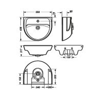 Раковина Sanita Эталон 55 Белая арт-WB.PD/Etalon/55-C/WHT.G/S1 — фото 6, Раковины подвесные