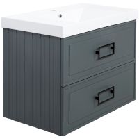 Тумба под раковину La Fenice Cubo 80 подвесная Серая матовая арт-FNC-01-CUB-G-80-2 — фото 1, Тумбы под раковину