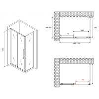 Душевой уголок Abber Schwarzer Diamant 170x50 профиль Хром стекло прозрачное арт-AG30170H-S50 — фото 5, Прямоугольные душевые уголки