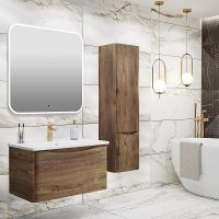 Шкаф пенал Runo Тоскана 35 подвесной Темное дерево арт-00-00001420 — фото 3, Пеналы для ванной комнаты