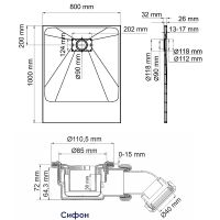 Душевой поддон из стеклопластика WasserKRAFT Main 100x80 Белый матовый арт-41T17 — фото 2, Стеклопластиковые душевые поддоны