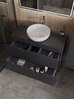 Тумба с раковиной Orange Line 100 подвесная Графит матовый арт-Li-100TugMDF+B07-420W — фото 3, Тумбы с раковиной