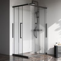 Душевой уголок AM.PM Func 120x90 профиль Черный матовый стекло прозрачное арт-W84G-403-12090-BТ — фото 8, Прямоугольные душевые уголки