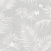 Обои Andrea Rossi Stromboli Винил на флизелине (1,06*10) Серый, Листья/Бабочки арт-54348-5 — фото 1, Обои для стен
