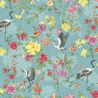 Обои Yien Feerie Винил на флизелине (1,06*10) Бирюзовый/Разноцветный, Птицы/Цветы арт-3501-3 — фото 1, Обои для стен