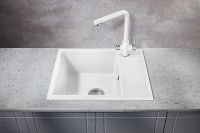 Кухонная мойка Milacio Navarra 60 Cuarzo / из искусственного камня / белая / с правым крылом арт-MC.77072 — фото 3, Кухонные мойки